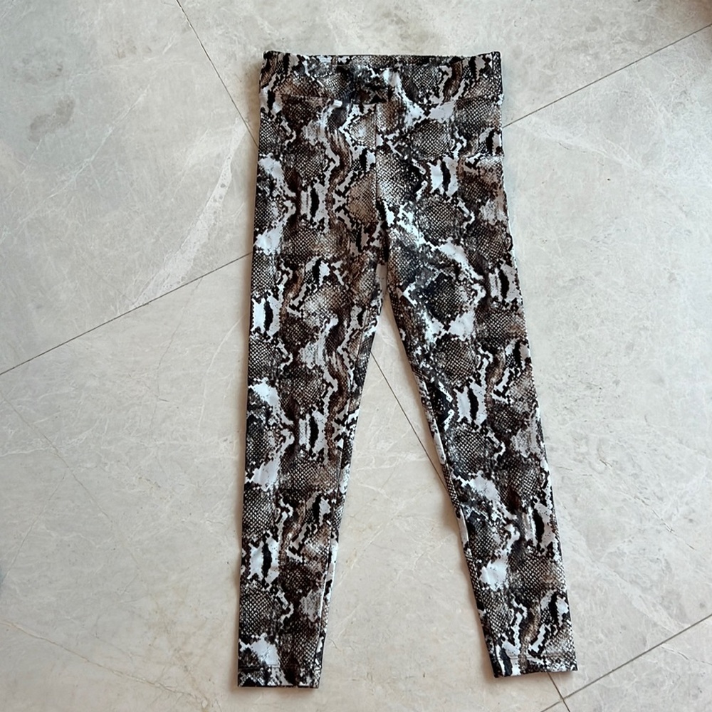Koral Black and Brown Snake Print Leggings Sz S High Waist 7/8 Length NWOT